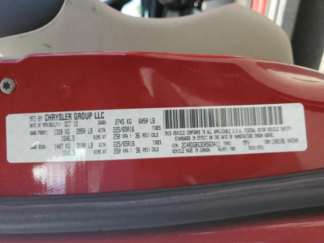 2C4RDGBG3DR563411 - 2013 DODGE GRAND CARA RED photo 10