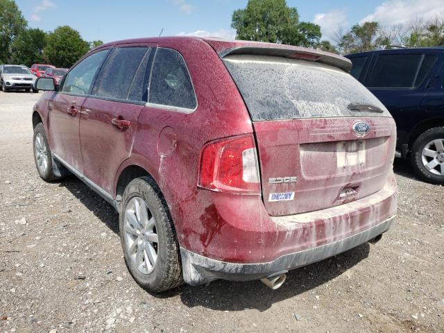 2FMDK3JC2EBB67693 - 2014 FORD EDGE SEL RED photo 3