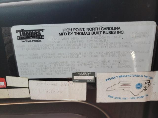 4UZABPDJ28CZ30952 - 2008 FREIGHTLINER CHASSIS B2 ყვითელი ფოტო 10