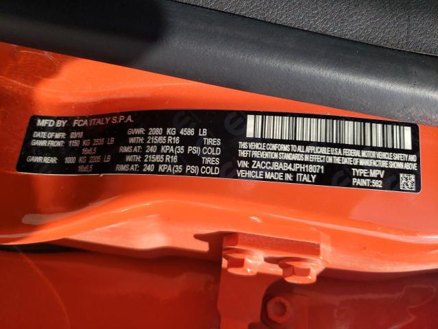 ZACCJBAB4JPH18071 - 2018 JEEP RENEGADE S Narıncı foto 10