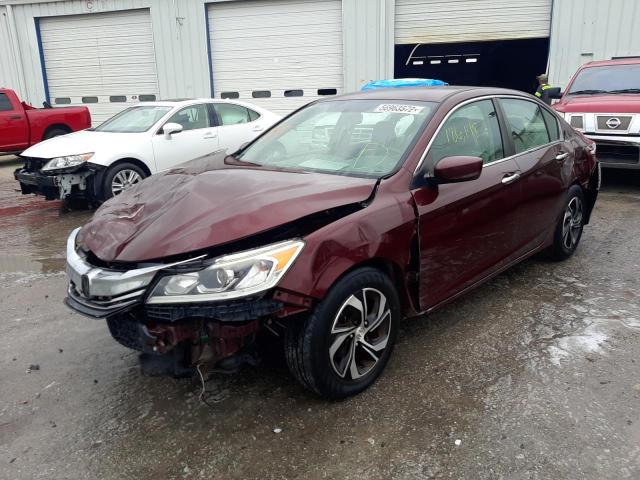 1HGCR2F35GA022761 - 2016 HONDA ACCORD LX BURGUNDY photo 2