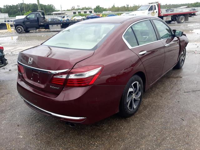 1HGCR2F35GA022761 - 2016 HONDA ACCORD LX BURGUNDY photo 4