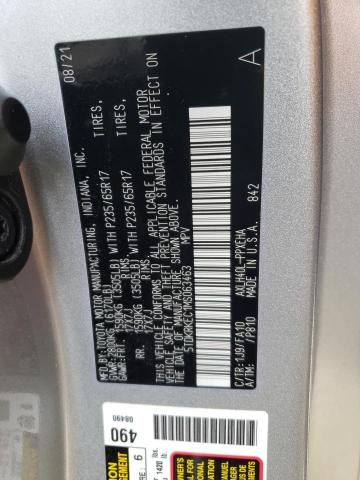 5TDKRKEC1MS063463 - 2021 TOYOTA SIENNA LE SILVER photo 10
