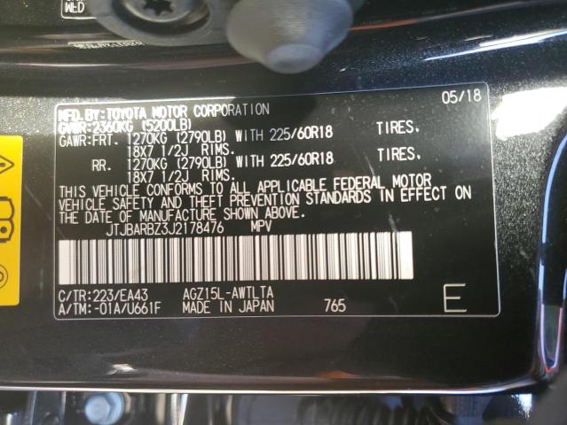 JTJBARBZ3J2178476 - 2018 LEXUS NX 300 BAS BLACK photo 10