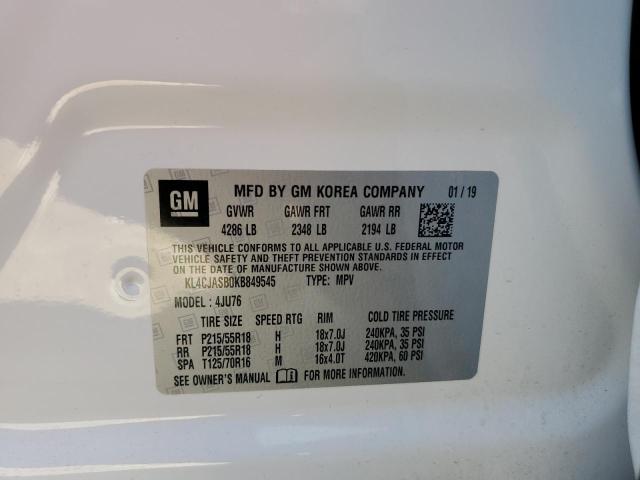 KL4CJASB0KB849545 - 2019 BUICK ENCORE PRE WHITE photo 10