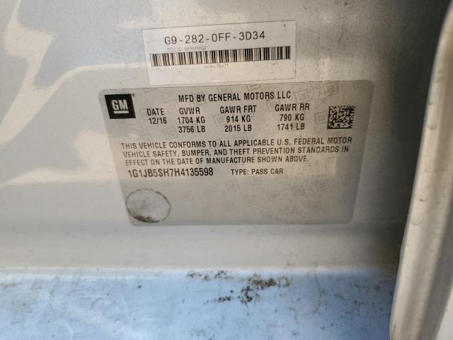 1G1JB5SH7H4135598 - 2017 CHEVROLET SONIC LS SILVER photo 10