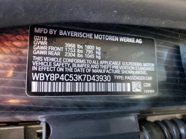 WBY8P4C53K7D43930 - 2019 BMW I3 REX BLACK photo 10