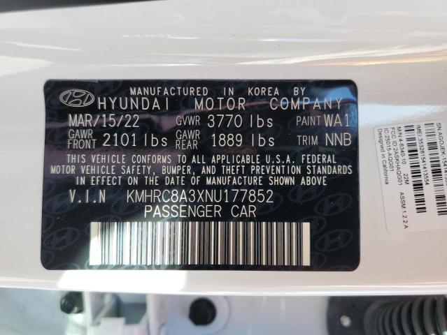 KMHRC8A3XNU177852 - 2022 HYUNDAI VENUE SEL WHITE photo 10