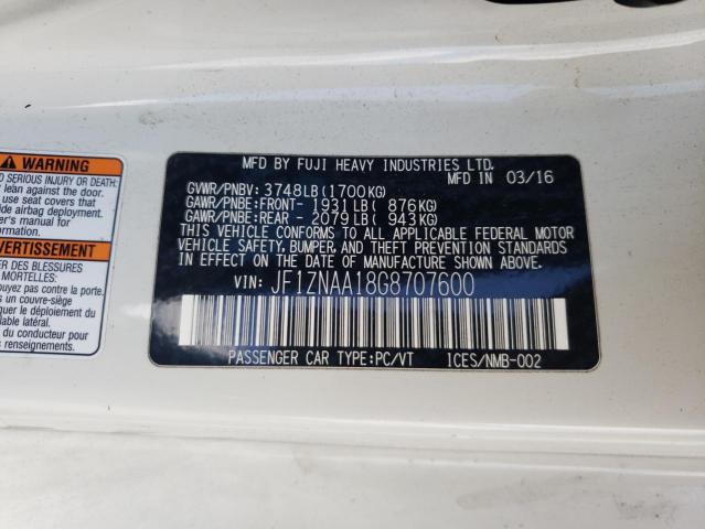 JF1ZNAA18G8707600 - 2016 TOYOTA SCION FR-S WHITE photo 10