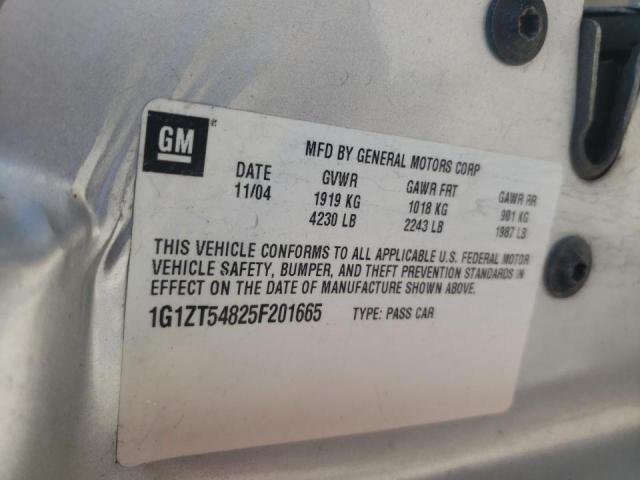 1G1ZT54825F201665 - 2005 CHEVROLET MALIBU LS SILVER photo 10