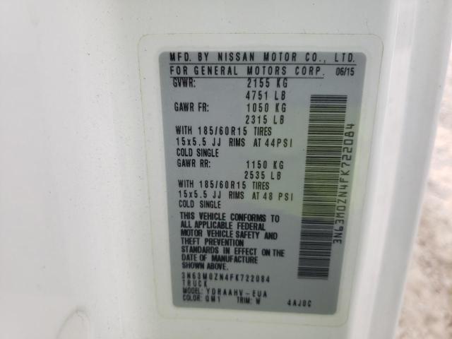 3N63M0ZN4FK722084 - 2015 CHEVROLET CITY EXPRE WHITE photo 10