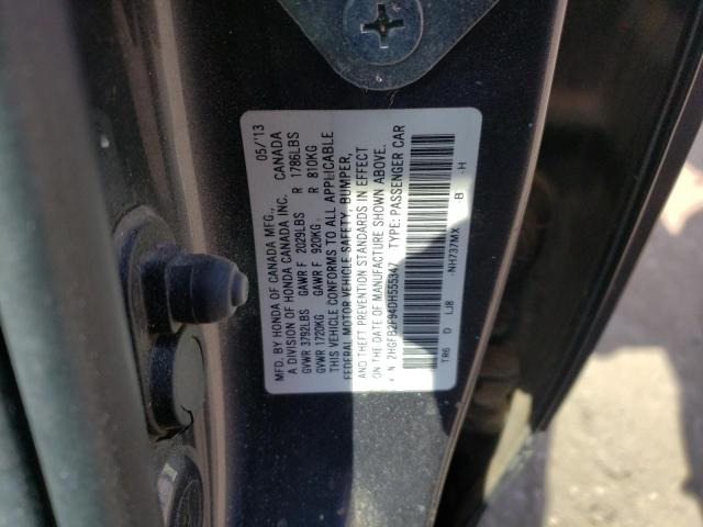 2HGFB2F94DH555347 - 2013 HONDA CIVIC EXL Boz foto 10