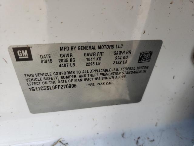 1G11C5SL0FF276905 - 2015 CHEVROLET MALIBU 1LT თეთრი ფოტო 10