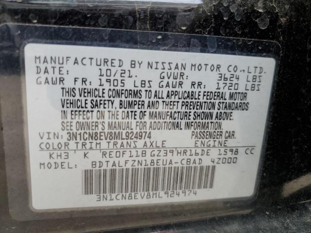 3N1CN8EV8ML924974 - 2021 NISSAN VERSA SV BLACK photo 10