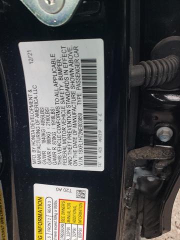 19XFL1H72NE003859 - 2022 HONDA CIVIC EXL Qara foto 10