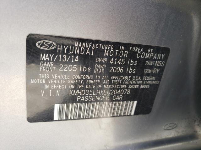 KMHD35LHXEU204078 - 2014 HYUNDAI ELANTRA GT GRAY photo 10