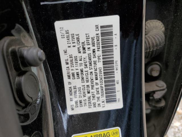 19UUA8F50CA025643 - 2012 ACURA TL BLACK photo 10