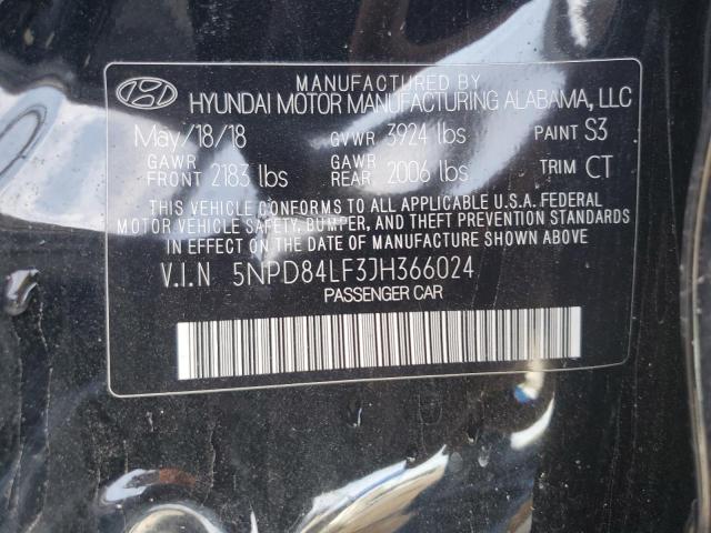 5NPD84LF3JH366024 - 2018 HYUNDAI ELANTRA SEL  photo 10