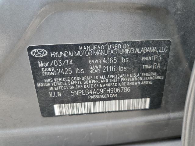 5NPEB4AC9EH906786 - 2014 HYUNDAI SONATA GLS GRAY photo 10