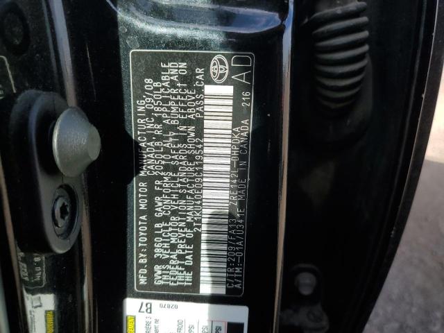 2T1KU40E09C119542 - 2009 TOYOTA MATRIX BLACK photo 10