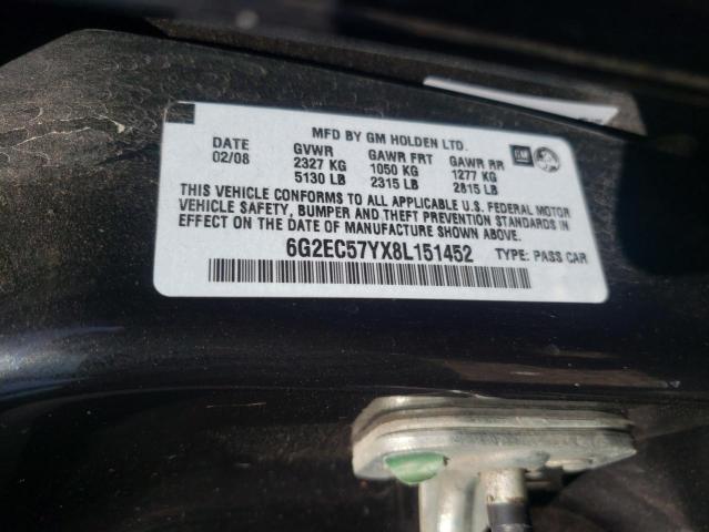 6G2EC57YX8L151452 - 2008 PONTIAC G8 GT BLACK photo 10