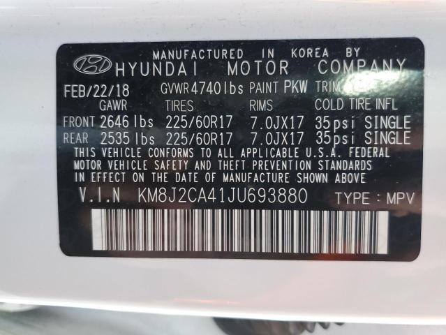 KM8J2CA41JU693880 - 2018 HYUNDAI TUCSON SE WHITE photo 10