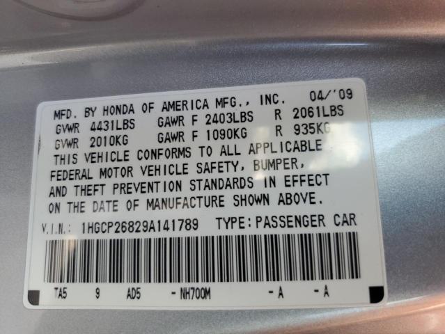 1HGCP26829A141789 - 2009 HONDA ACCORD EXL  photo 10