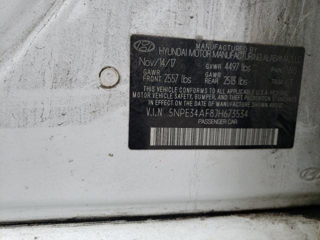 5NPE34AF8JH673534 - 2018 HYUNDAI SONATA SPO WHITE photo 10