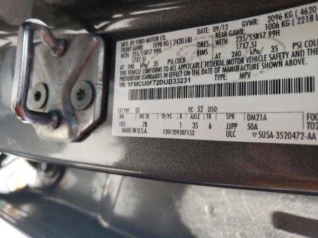 1FMCU0F72DUB33231 - 2013 FORD ESCAPE S  photo 10