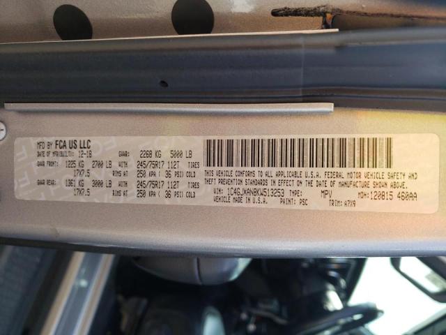 1C4GJXAN8KW513253 - 2019 JEEP WRANGLER S 灰色 照片 10