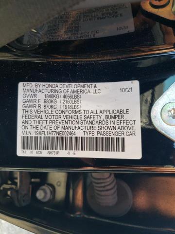 19XFL1H77NE002464 - 2022 HONDA CIVIC EXL 黑色 照片 10