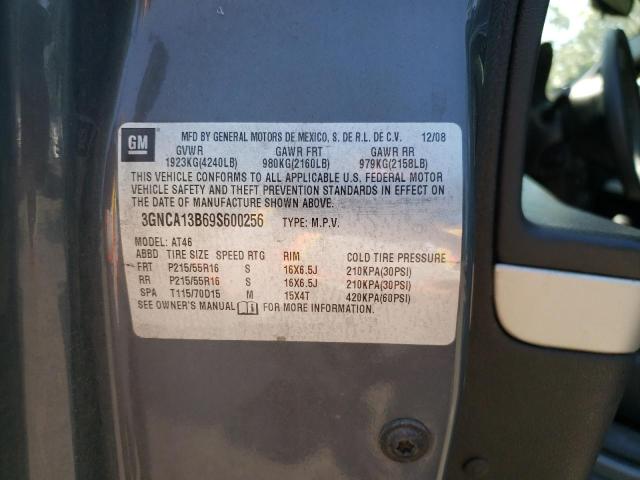 3GNCA13B69S600256 - 2009 CHEVROLET HHR LS CHARCOAL photo 10