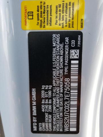 WBS2U7C02L7E75058 - 2020 BMW M2 COMPETI WHITE photo 10