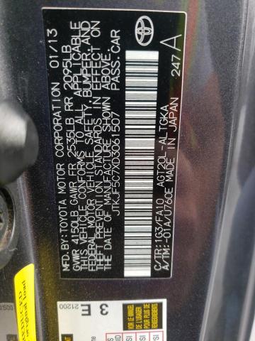 JTKJF5C7XD3061507 - 2013 TOYOTA SCION TC ნაცრისფერი ფოტო 10