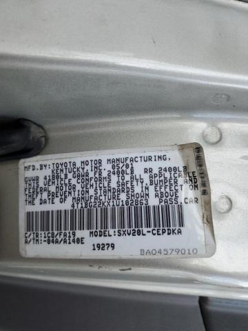 4T1BG22KX1U102863 - 2001 TOYOTA CAMRY CE SILVER photo 10