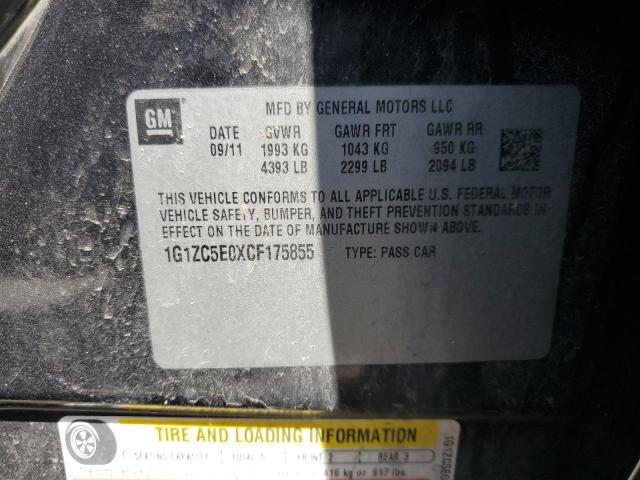 1G1ZC5E0XCF175855 - 2012 CHEVROLET MALIBU 1LT 黑色 照片 10