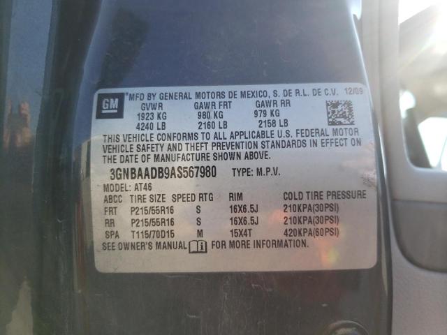 3GNBAADB9AS567980 - 2010 CHEVROLET HHR LS GRAY photo 10