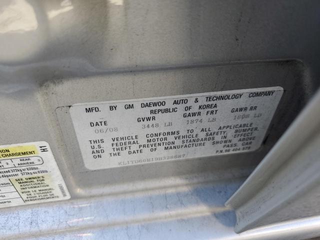 KL1TD66E19B328687 - 2009 CHEVROLET AVEO LS 银色 照片 10
