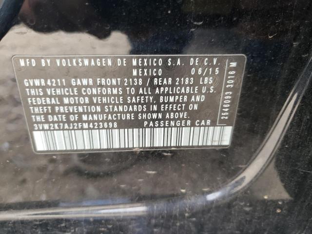 3VW2K7AJ2FM423698 - 2015 VOLKSWAGEN JETTA BASE Սև լուսանկար 10