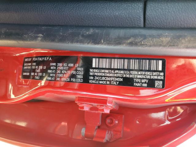 ZACCJBCB4HPE84554 - 2017 JEEP RENEGADE T RED photo 10