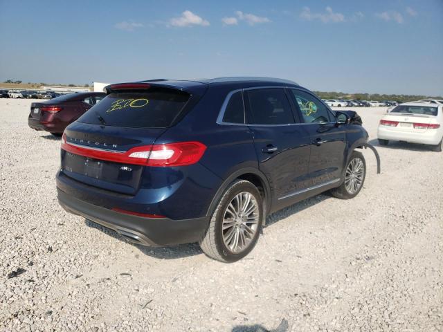 2LMPJ8LR8HBL54136 - 2017 LINCOLN MKX RESERV BLUE photo 4