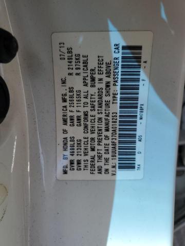 19UUA8F37DA018253 - 2013 ACURA TL SE WHITE photo 10