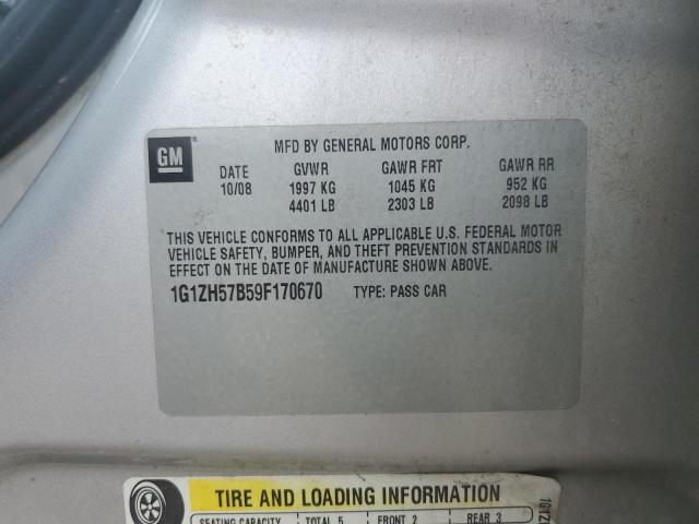 1G1ZH57B59F170670 - 2009 CHEVROLET MALIBU 1LT 银色 照片 10