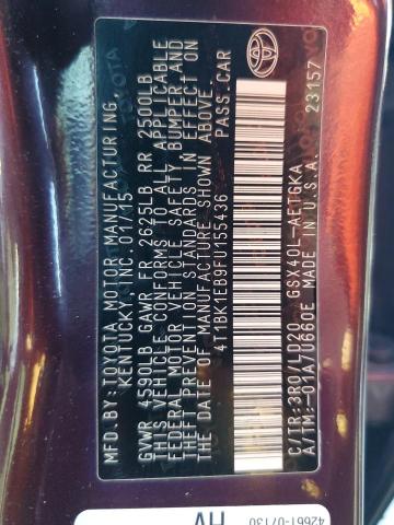 4T1BK1EB9FU155436 - 2015 TOYOTA AVALON XLE MAROON photo 10