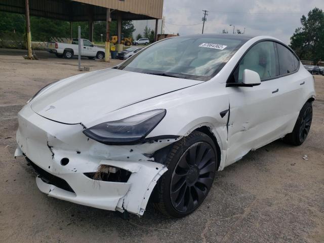 5YJYGDEF1MF252687 - 2021 TESLA MODEL Y رمادي صورة 2