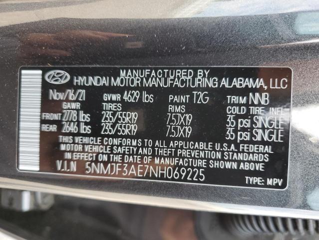 5NMJF3AE7NH069225 - 2022 HYUNDAI TUCSON SEL BLACK photo 10