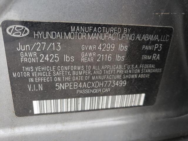 5NPEB4ACXDH773499 - 2013 HYUNDAI SONATA GLS SILVER photo 10