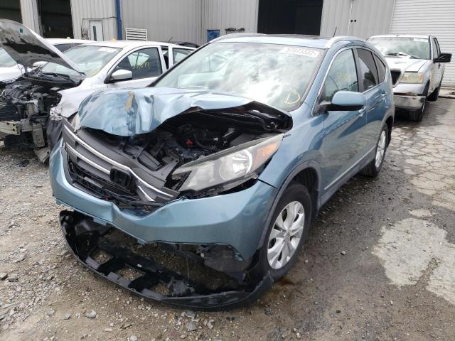 5J6RM4H78DL059347 - 2013 HONDA CR-V EXL BLUE photo 2