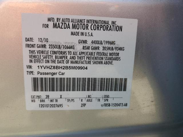 1YVHZ8BH2B5M09904 - 2011 MAZDA 6 I SILVER photo 10