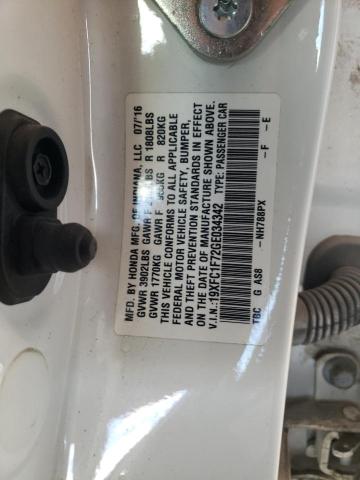 19XFC1F72GE034342 - 2016 HONDA CIVIC EXL 白色 照片 10